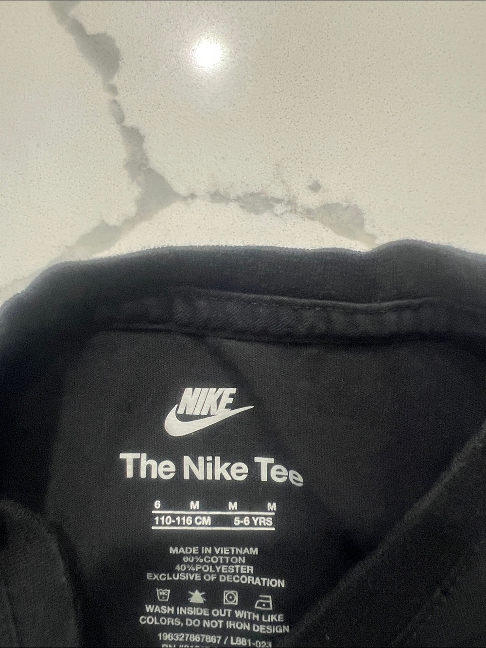 Nike Black Tee with Vertical White Logo Mix​ - Picture 3 of 3